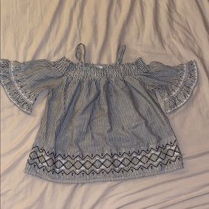 Off the shoulder striped top